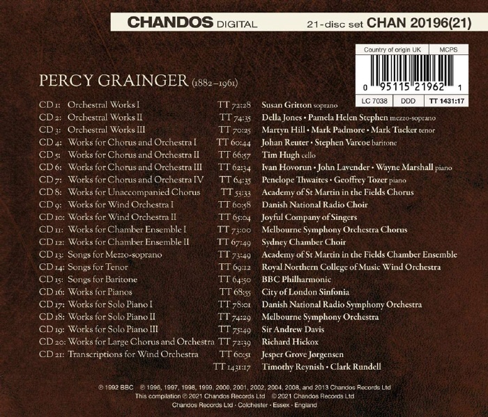 컴플리트 퍼시 그레인저 에디션 박스 세트 (Complete Grainger Edition) : 1961-2021 
