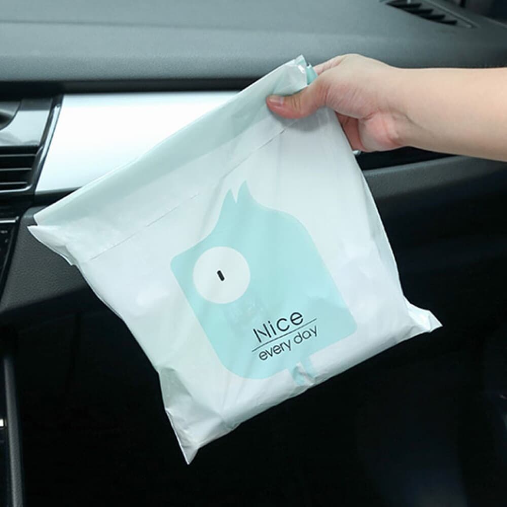 차량용 접착식 쓰레기봉투 15p(민트)/자동차비닐봉투