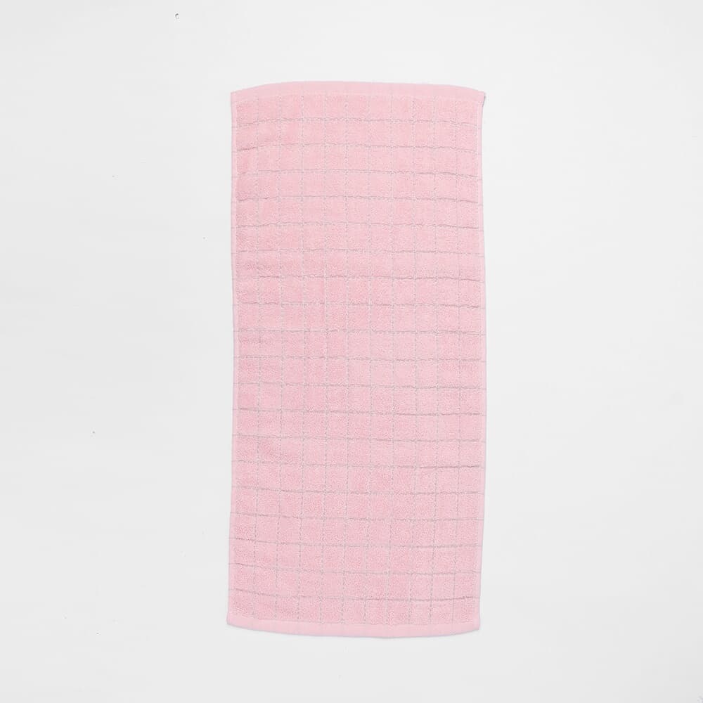 뽀송데이 격자무늬 순면타월(핑크) 세안수건