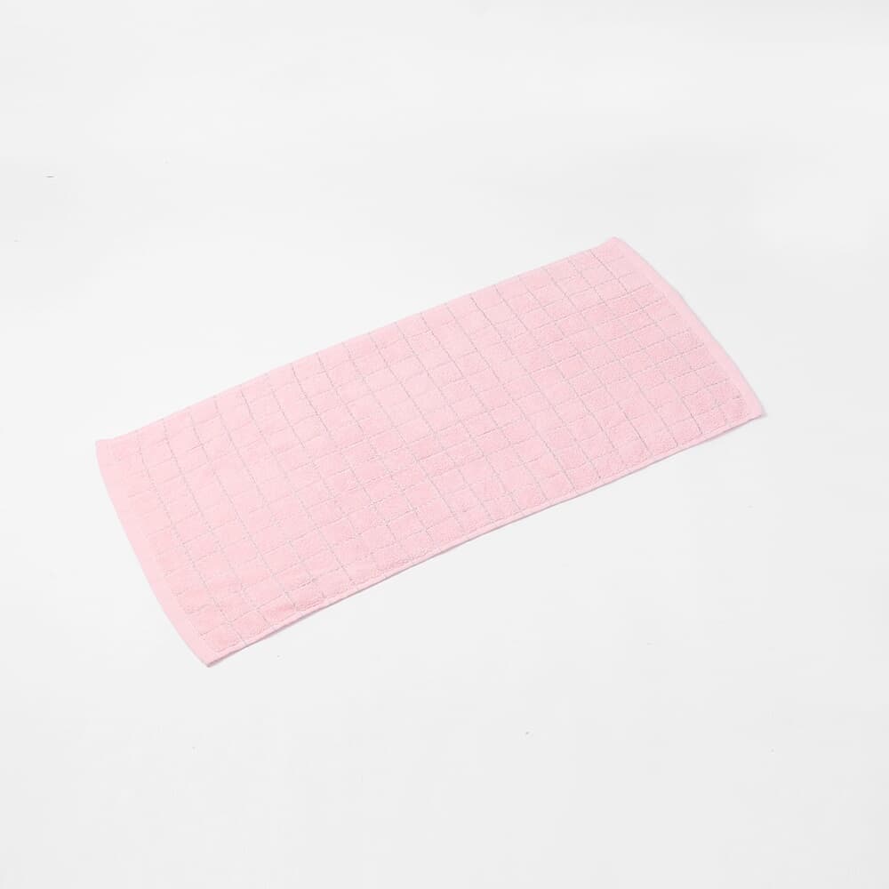 뽀송데이 격자무늬 순면타월(핑크) 세안수건