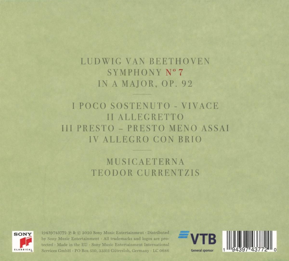 Teodor Currentzis 베토벤: 교향곡 7번 - 테오도르 쿠렌치스 (Beethoven: Symphony Op.92)