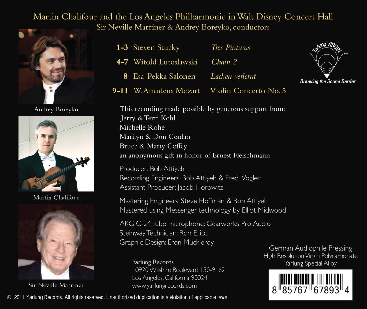 Martin Chalifour 모차르트: 바이올린 협주곡 5번 / 살로넨: 잃어버린 웃음 (Mozart: Violin Concerto K.219 / Salonen: Lachen verlernt) 