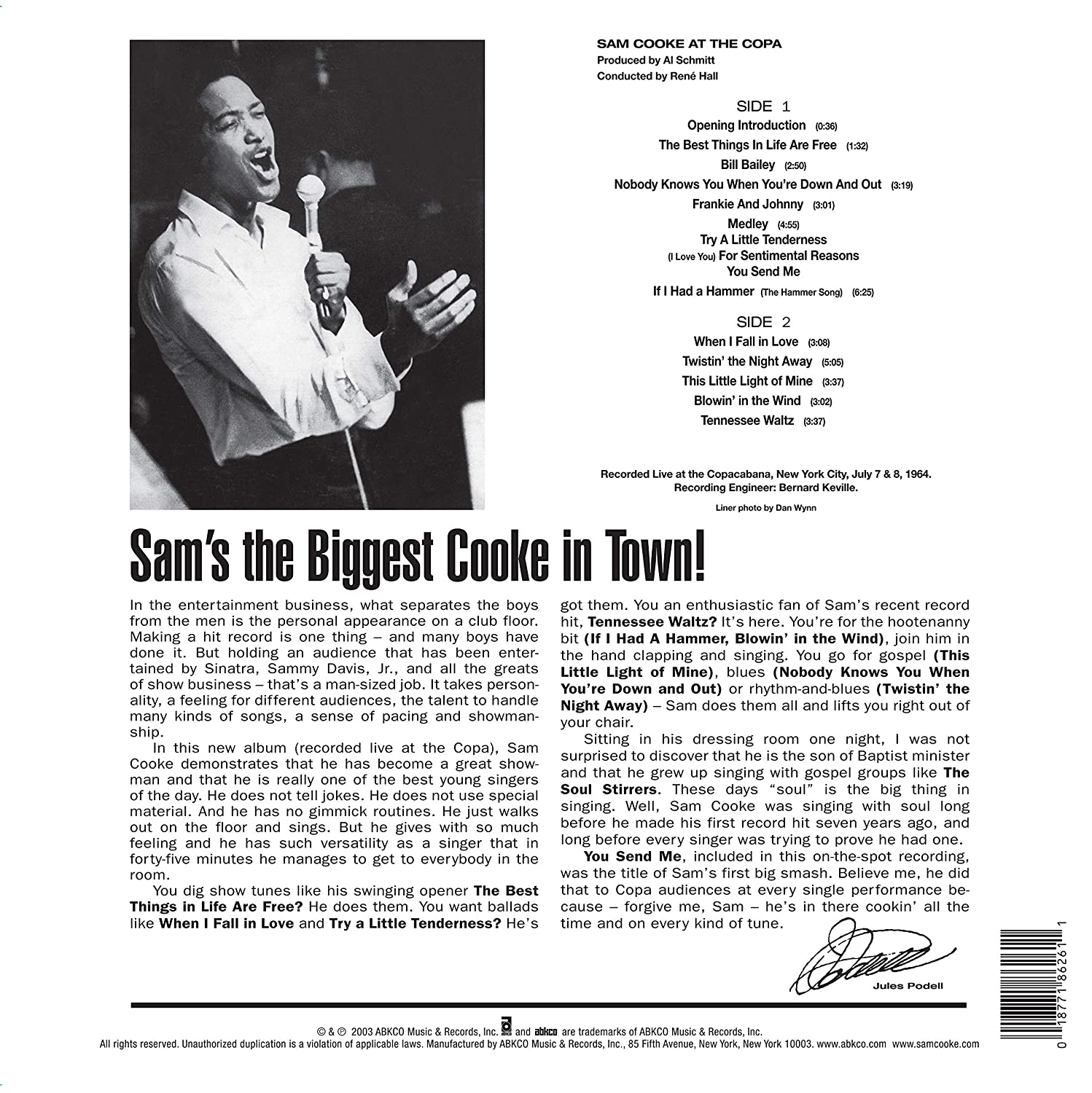 Sam Cooke (샘 쿡) - Sam Cooke At The Copa [LP] 