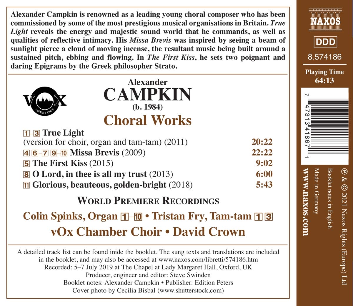 Vox Chamber Choir 알렉산더 캄프킨: 합창 작품집 (Alexander Campkin: Choral Works) 