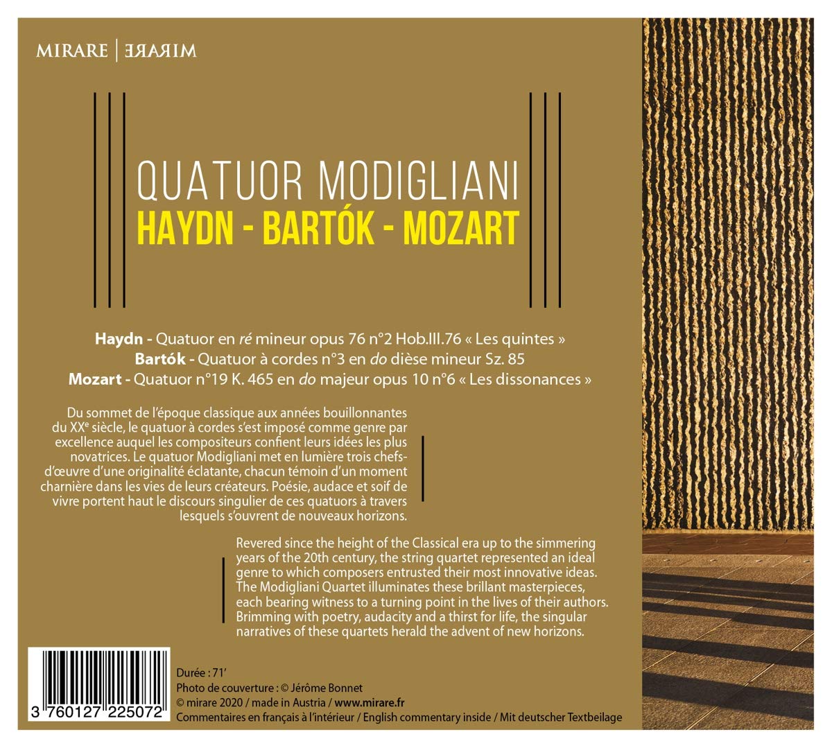 Quatuor Modigliani 모딜리아니 사중주단이 연주하는 하이든 / 바르톡 / 모차르트 (Haydn / Bartok / Mozart: String Quartets) 