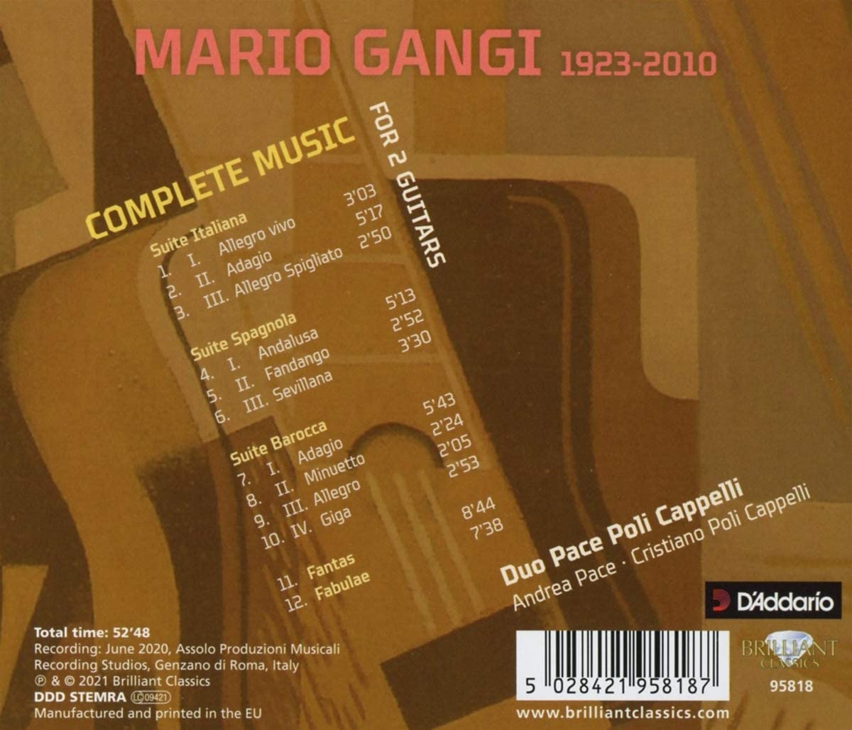 Andrea Pace 마리오 간지: 2대의 기타를 위한 작품 전곡 (Mario Gangi: Complete Music For Two Guitars)