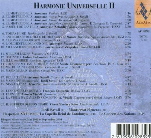 Jordi Savall 알리아 복스 베스트 샘플러 2집 (Harmonie Universelle Vol.2)