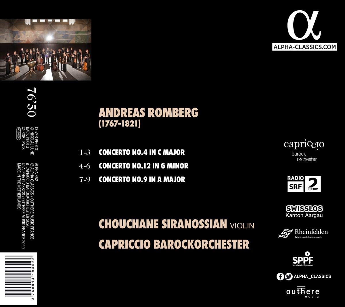 Chouchane Siranossian 안드레아스 롬베르그: 바이올린 협주곡집 (Andreas Romberg: Violin Concertos Nos.4, 9, 12)