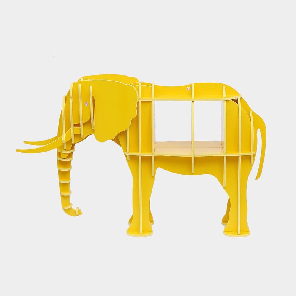 DIY 코끼리 동물모형 선반 책장(117x71cm) (옐로우)