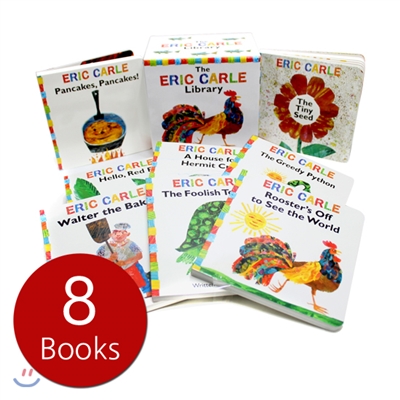 The Eric Carle Library Featuring 8 Classic Board Books Boxed Set [The Greedy Python, The Foolish Toroise, Rooster‘s Off to See the World, Walter