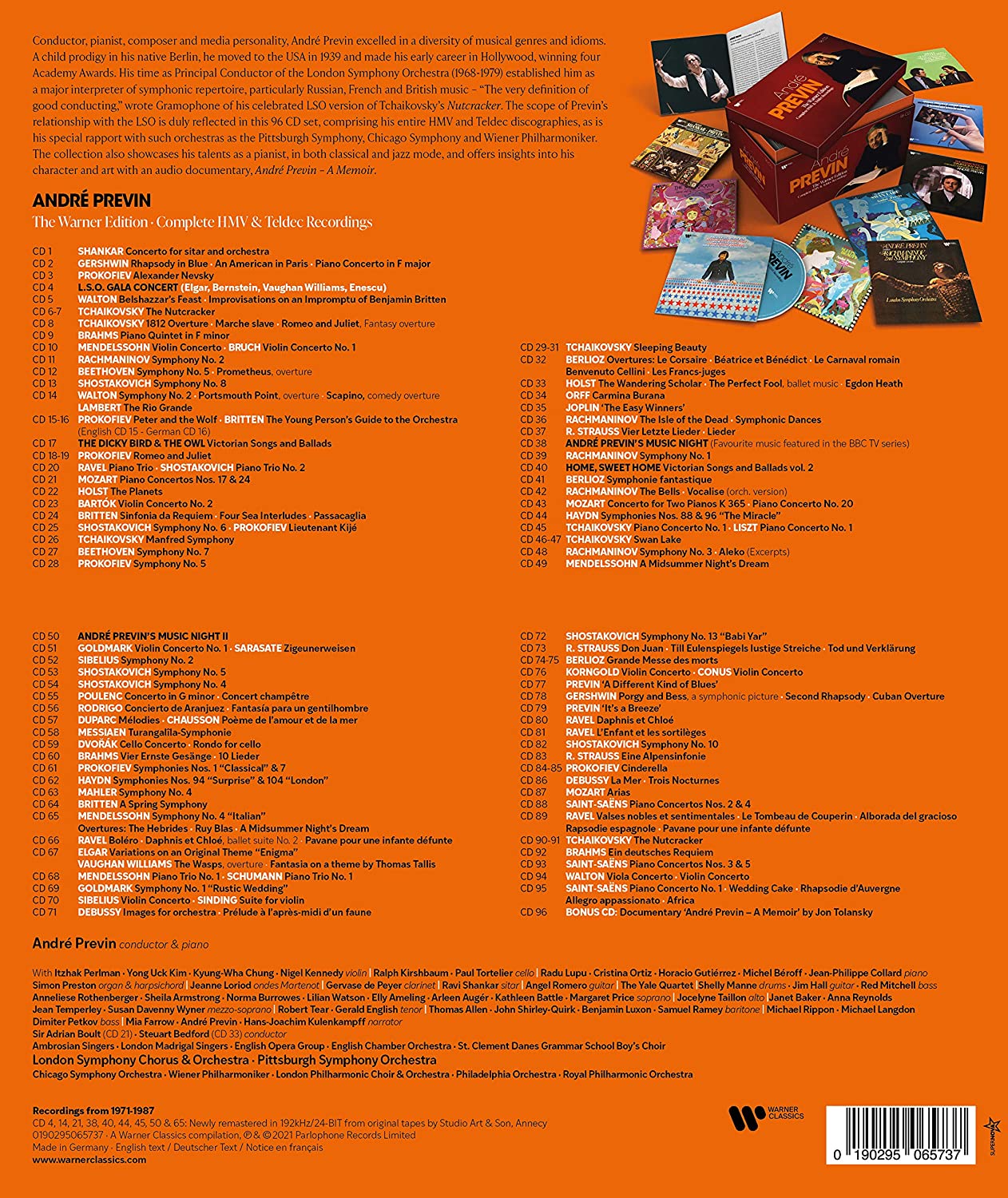 앙드레 프레빈 HMV, Teldec 전집 (Andre Previn: Warner Edition - Complete HMV & Teldec Recordings)