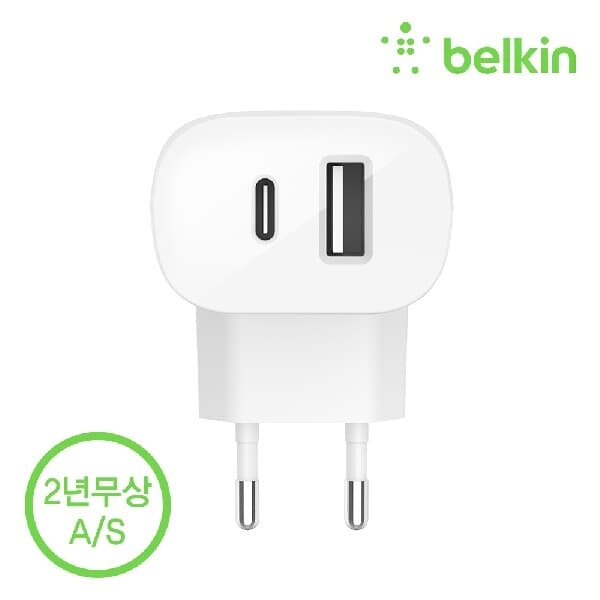 벨킨 부스트업 32W C타입 PD + USB-A 듀얼 고속 충전기 20W + 12W WCB004kr