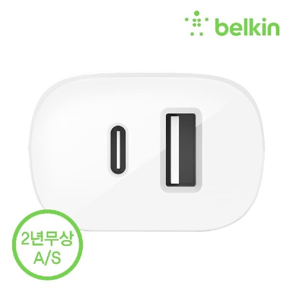 벨킨 부스트업 32W C타입 PD + USB-A 듀얼 고속 충전기 20W + 12W WCB004kr