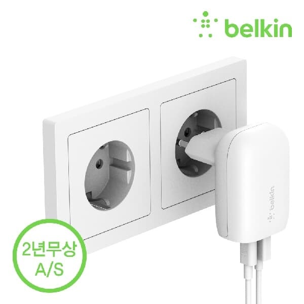 벨킨 부스트업 32W C타입 PD + USB-A 듀얼 고속 충전기 20W + 12W WCB004kr