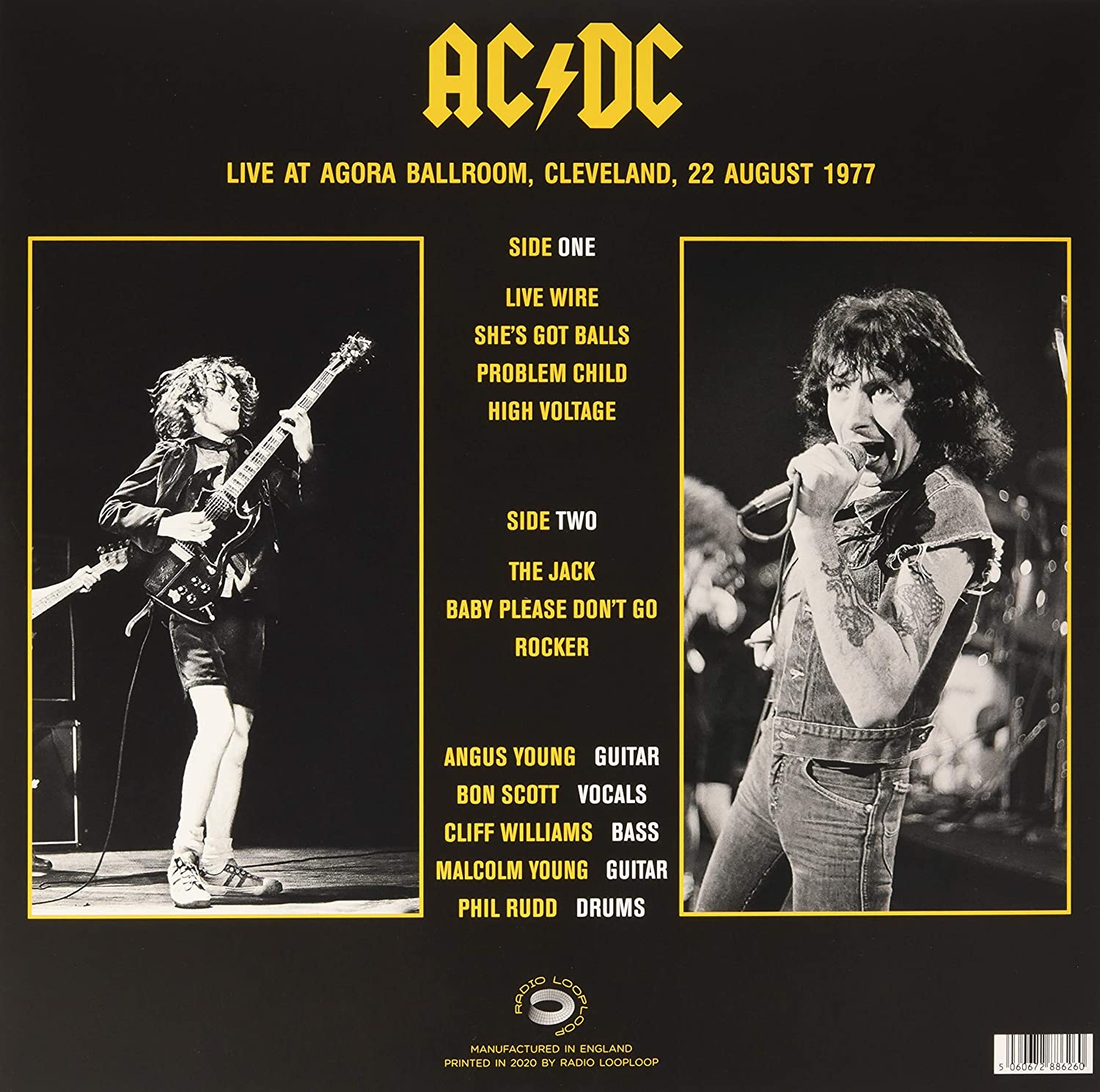 AC/DC (에이씨디씨) - Live At Agora Ballroom Cleveland 22 August 1977 [LP] 
