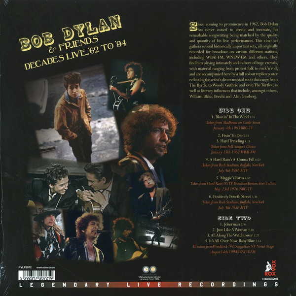 Bob Dylan & Friends (밥 딜런 앤 프렌즈) - Decades Live '62-'94 [LP] 