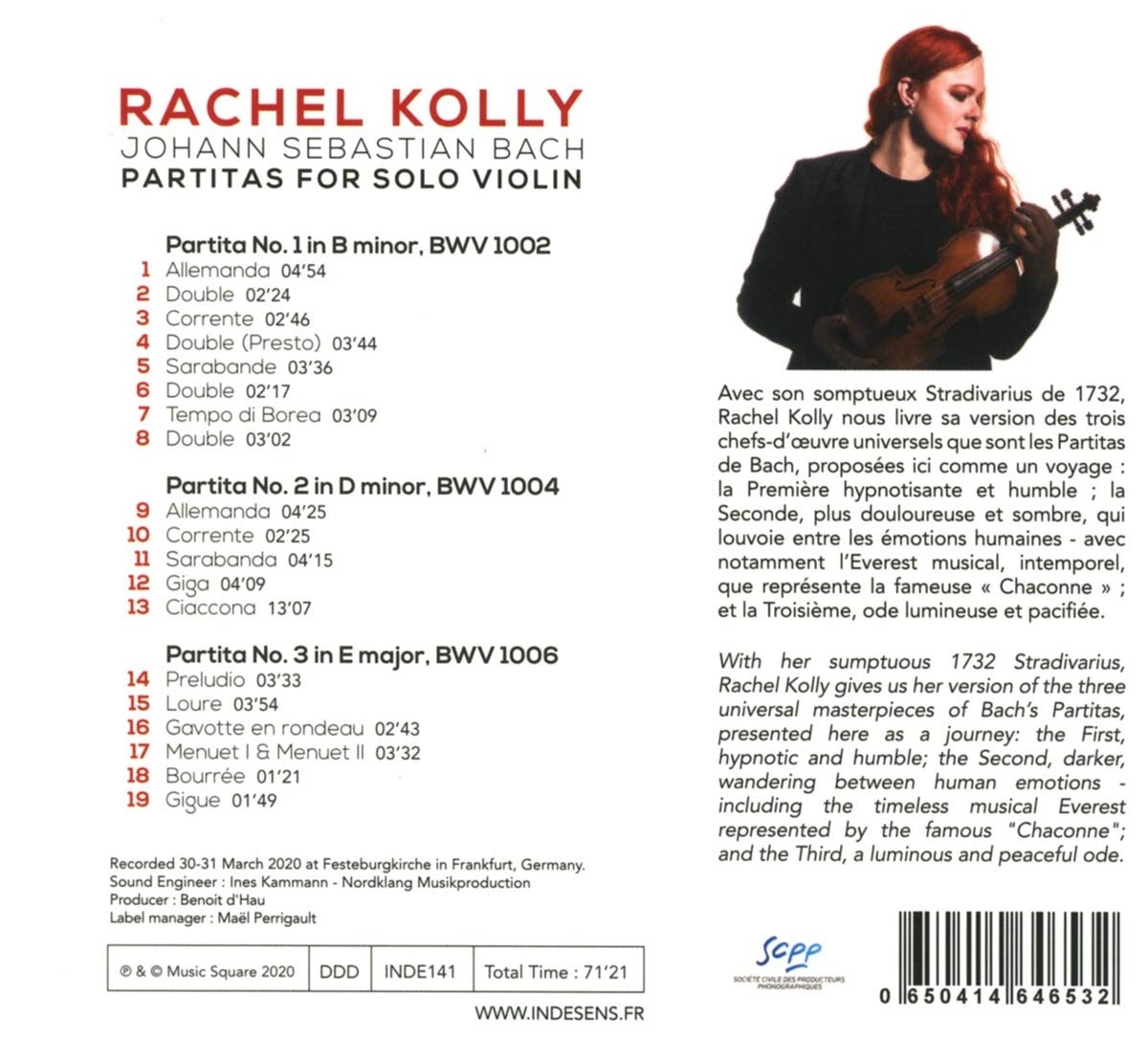 Rachel Kolly d'Alba 바흐: 무반주 파르티타 1-3번 (J.S.Bach: Partitas BWV1002, 1004, 1006) 