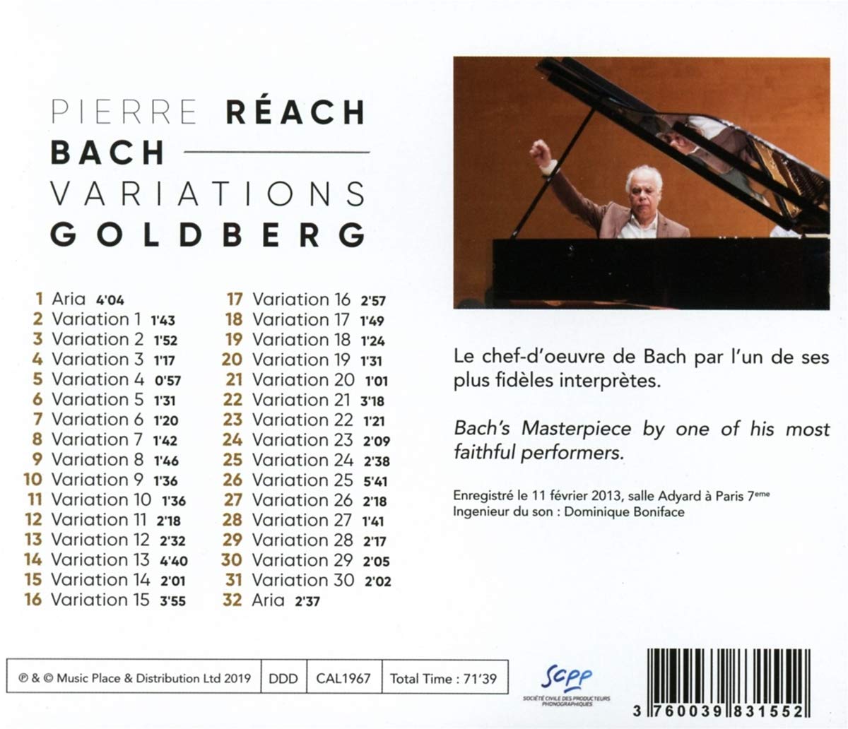 Pierre Reach 바흐: 골드베르크 변주곡 (J.S.Bach: Goldberg Variations BWV 988) 