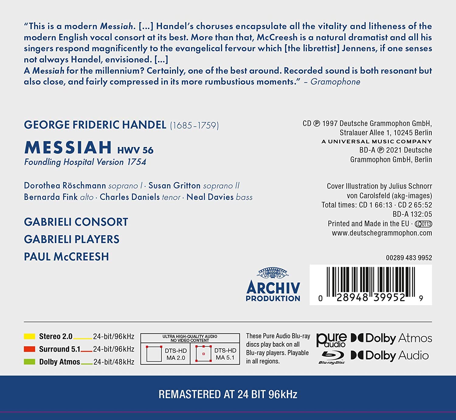 Paul McCreesh 헨델: 메시아 (Handel: Messiah) [2CD+블루레이 오디오]