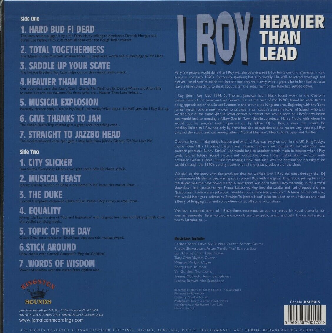 I Roy (아이 로이) - Heavier Than Lead [LP] 
