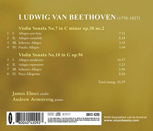 James Ehnes 베토벤: 바이올린 소나타 7번, 10번 (Beethoven: Violin Sonatas)  