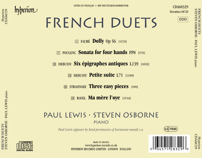 Steven Osborne / Paul Lewis 피아노 2중주 - 포레 / 풀랑크 / 드뷔시 / 스트라빈스키 / 라벨 (Faure / Poulenc / Debussy / Stravinsky / Ravel: French duets) 