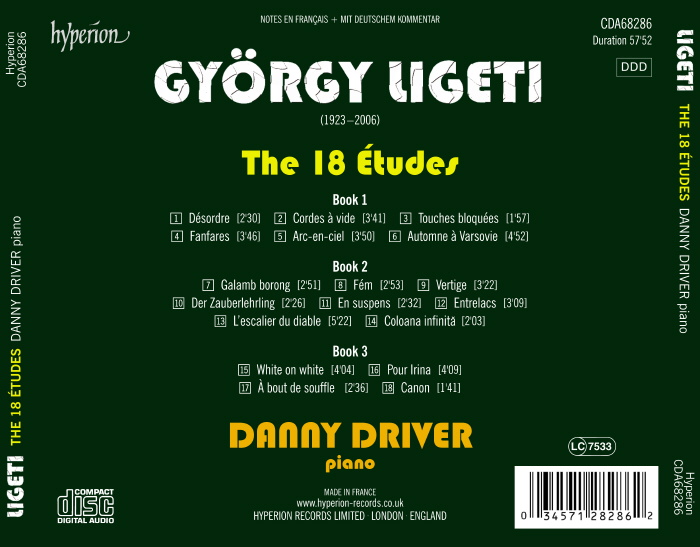 Danny Driver 리게티: 18개의 연습곡 (Ligeti: The 18 Etudes) 