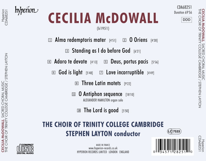 Trinity College Cambridge 세실리아 맥도웰: 종교 합창 작품집 (Cecilia McDowall: Sacred Choral Music) 