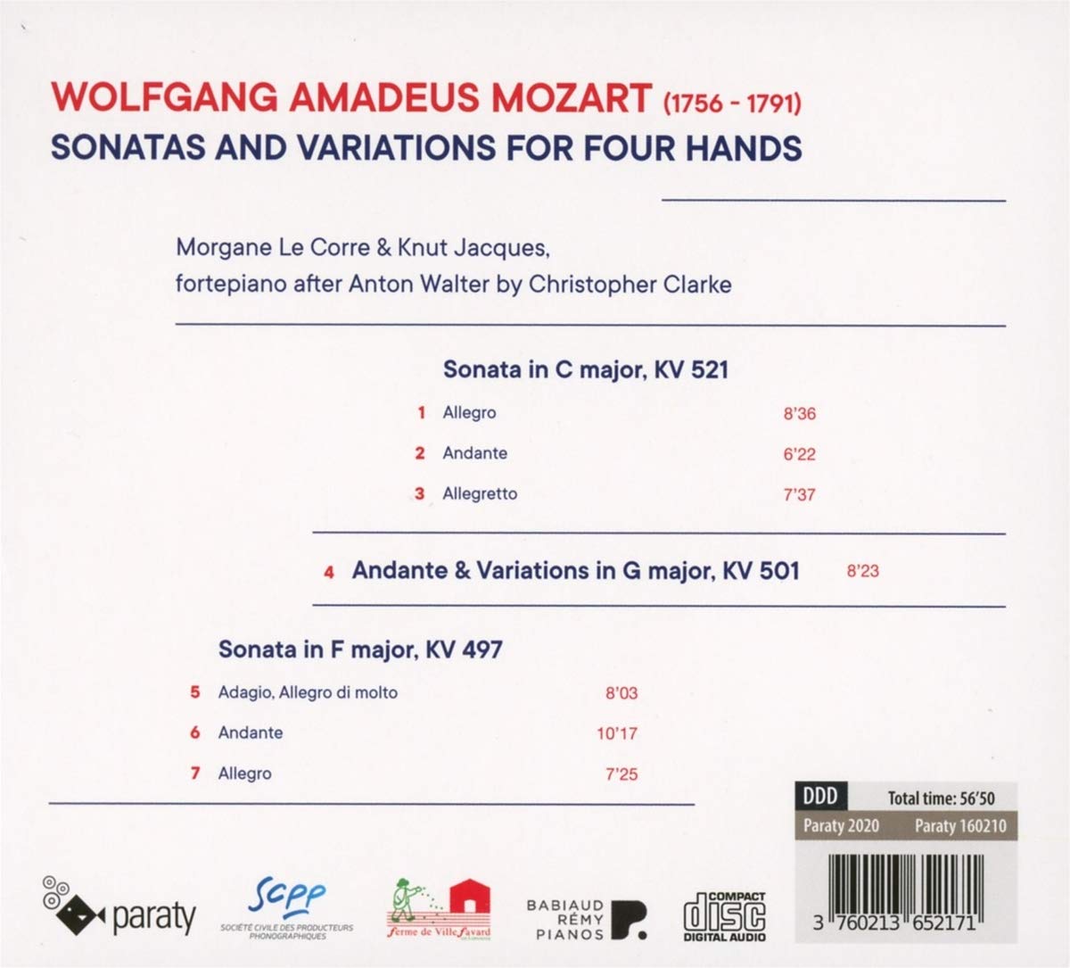 Knut Jacques / Morgane Le Corre 모차르트: 네 손을 위한 피아노곡 (Mozart: Piano Works for Four Hands) 