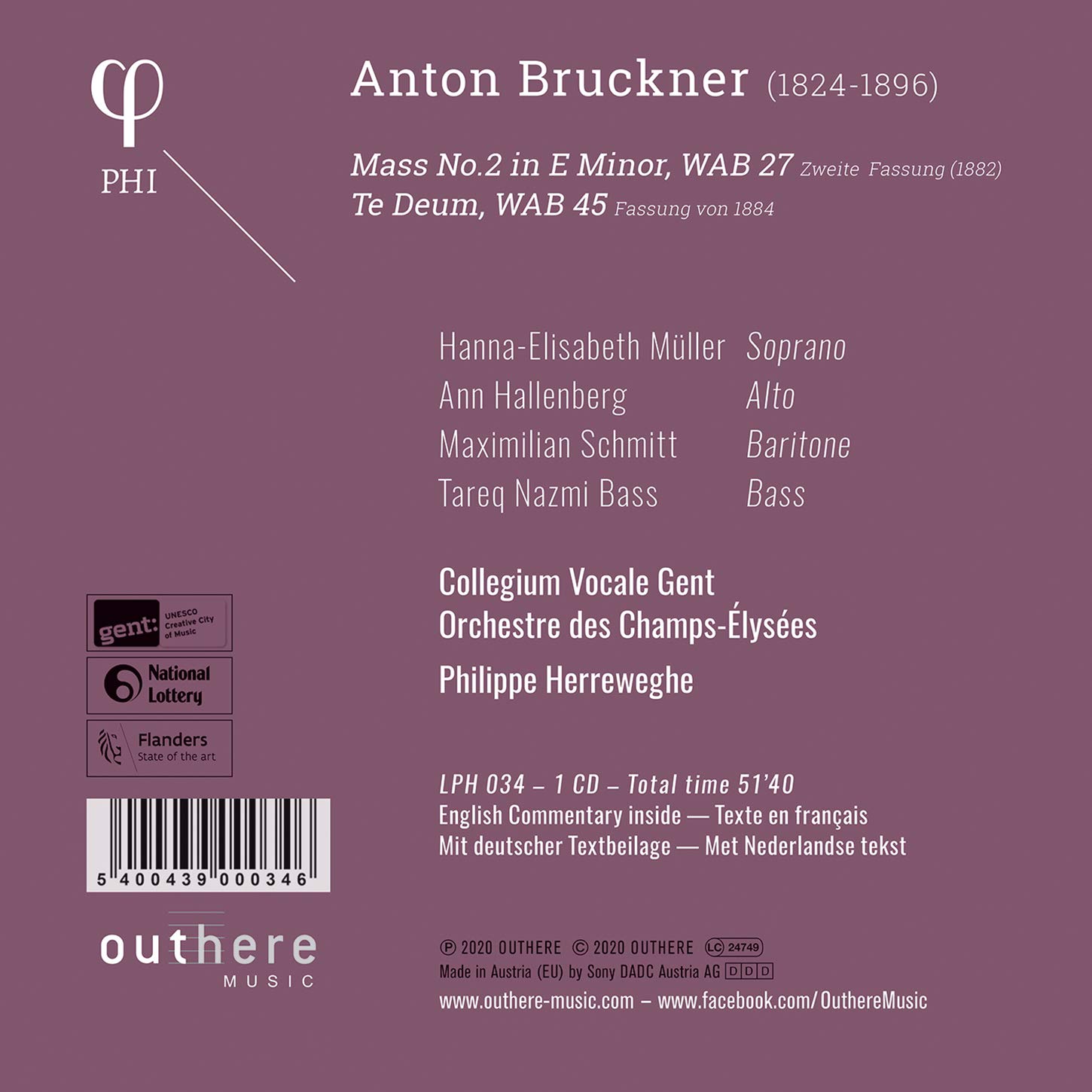 Philippe Herreweghe 브루크너: 미사곡 2번, 테 데움 (Bruckner: Mass No. 2 in E Minor, Te Deum WAB 45) 