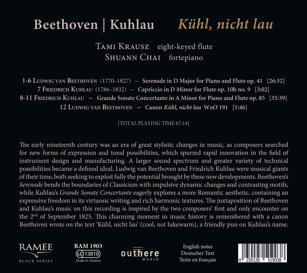 Friedrich Kuhlau 베토벤 / 쿨라우: 플루트를 위한 작품집 (Beethoven / Kuhlau: Works for Flute) 