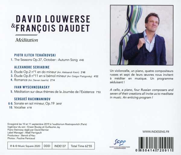 David Louwerse / Francois Daudet 첼로와 피아노 2중주 - 차이코프스키 / 스크리아빈 / 비슈네그라드스키 / 라흐마니노프 (Meditation) 