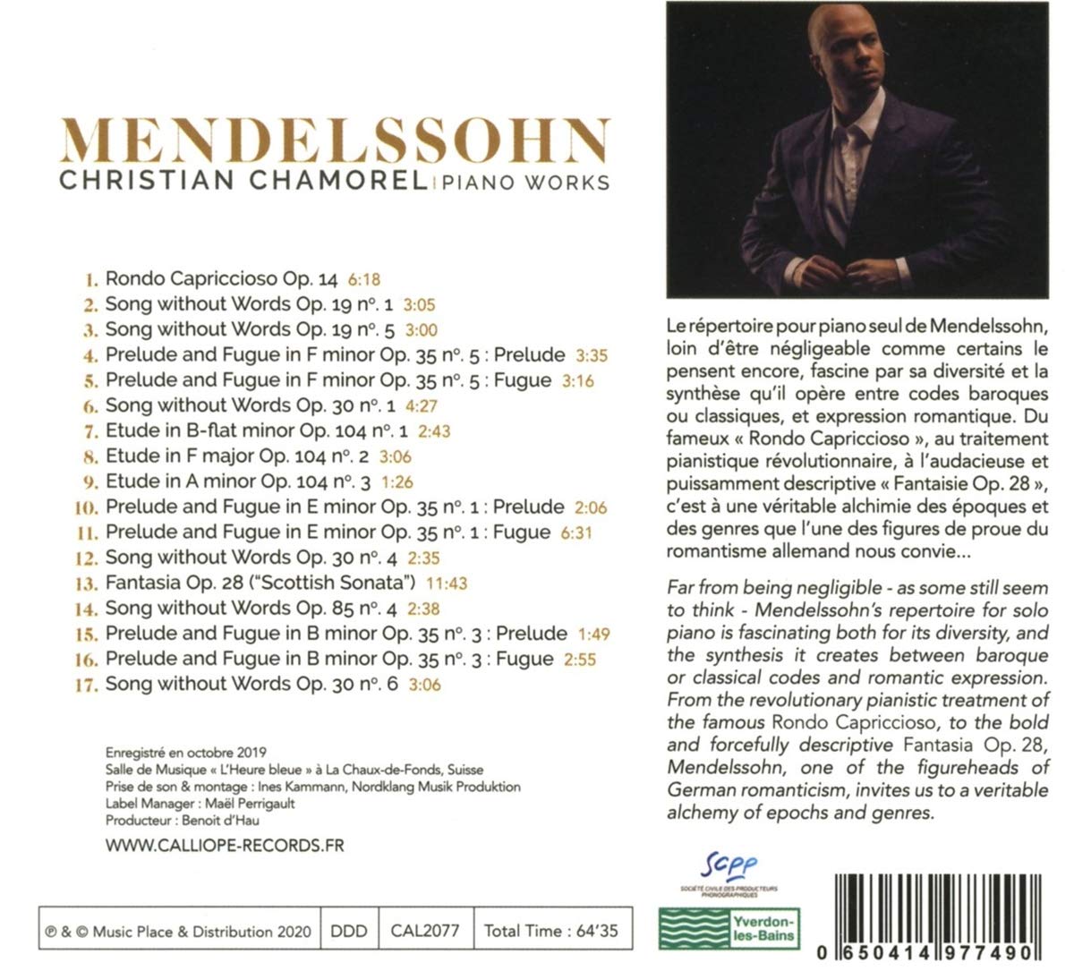 Christian Chamorel 멘델스존: 피아노 작품집 (Mendelssohn: Piano Works) 