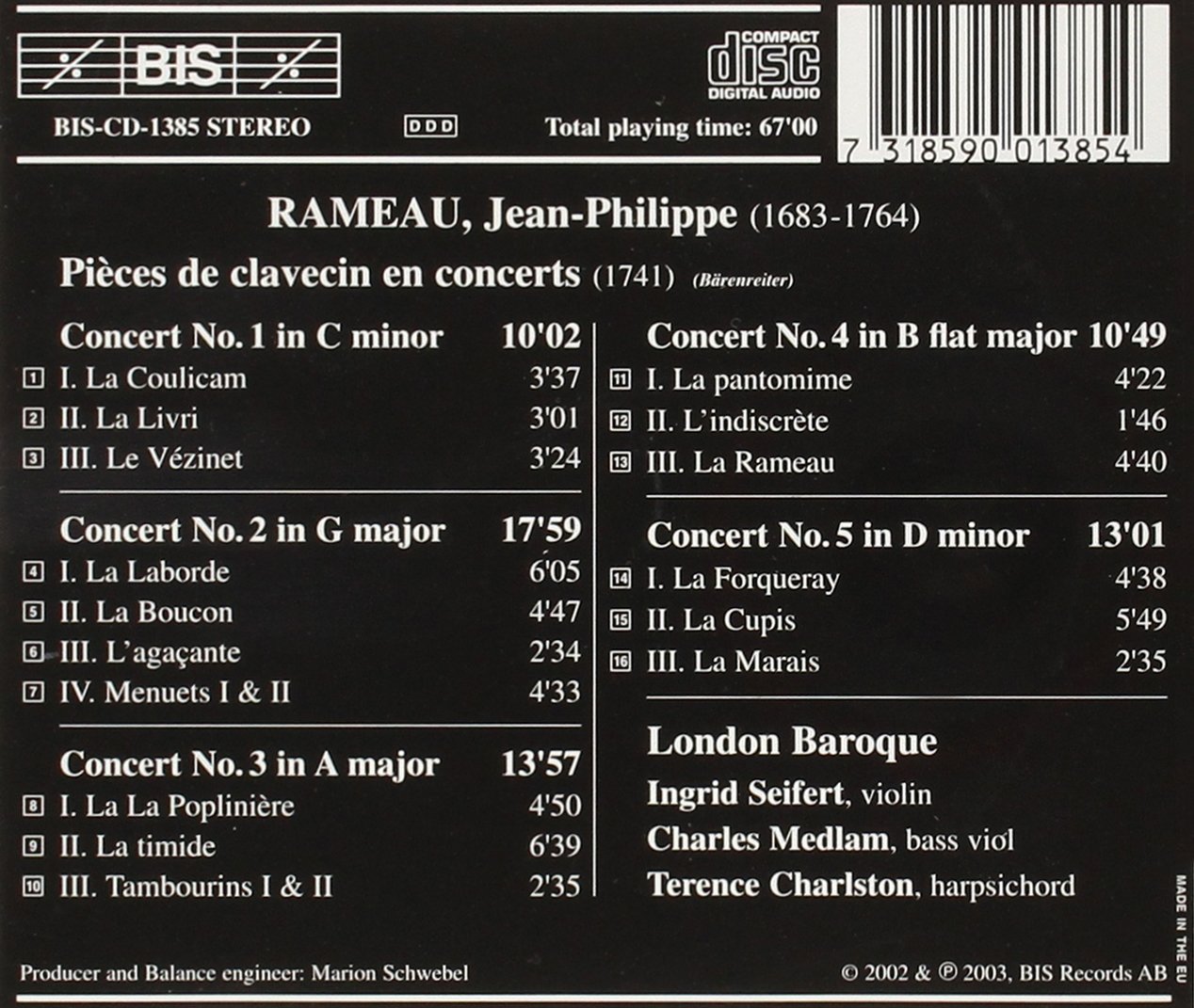 London Baroque 라모: 합주용 클라브생 소품집 (Rameau : Pieces De Clavecin En Concerts) 