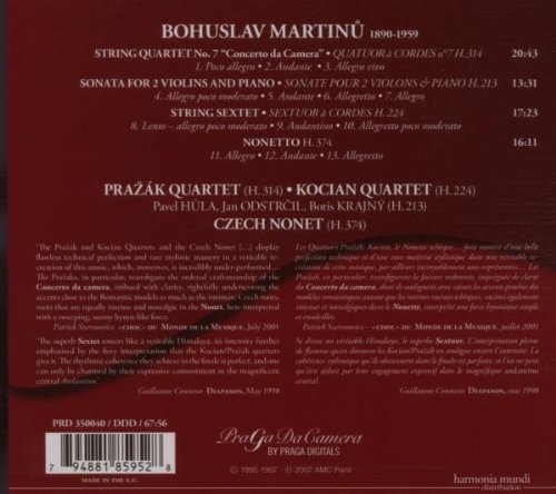 Prazak Quartet 마르티누: 현악 사중주 7번, 두 대의 바이올린과 피아노를 위한 소나타 외 (Martinu : String Quartet No.7, Sonata for Two Violins And Piano)