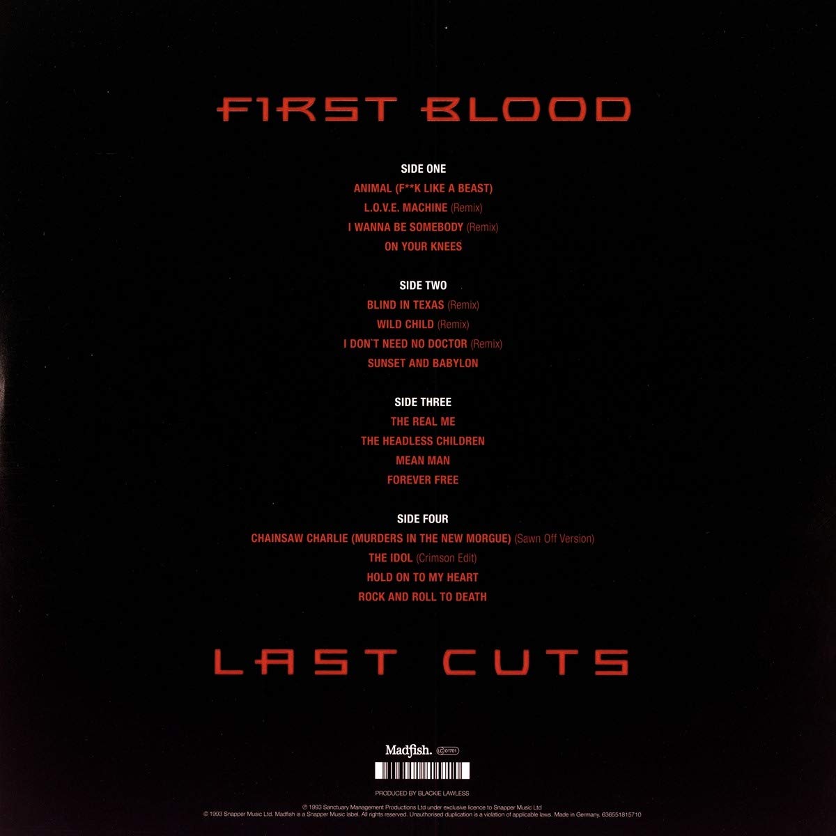 W.A.S.P. (더블유 에이 에스 피) - First Blood Last Cuts [2LP] 