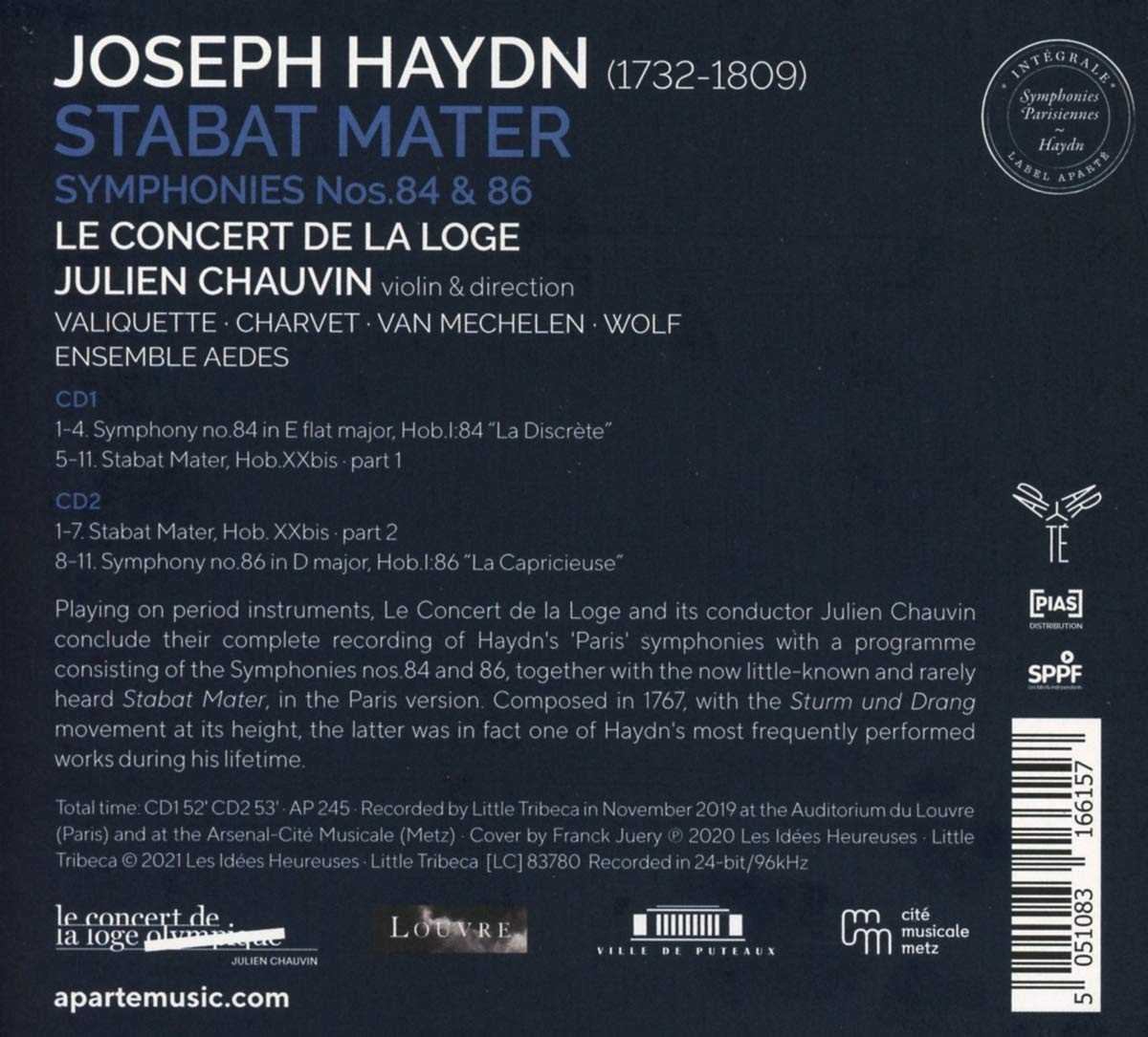 Julien Chauvin 하이든: 스타바트 마테르, 교향곡 84, 86번 (Haydn: Stabat Mater, Symphonies) 