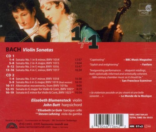 John Butt 바흐: 바이올린 소나타 (J.S.Bach: Violin Sonatas BWV 1014-1019, 1021, 1023) 
