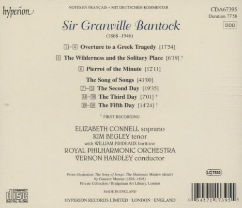 Elizabeth Connell 밴톡: 송스 오브 송스, 그리스 비극에 비친 서곡 (Bantock: The Songs of Songs, Overture to a Greek Tragedy) 