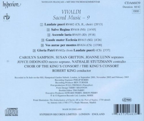 Carolyn Sampson 비발디: 종교 음악 9집 (Vivaldi : Sacred Music Vol. 9) 
