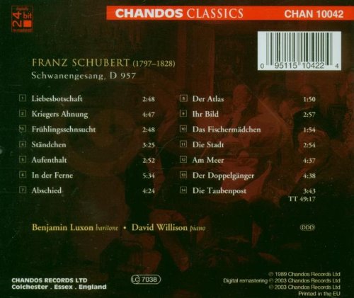 Benjamin Luxon 슈베르트: 백조의 노래 (Schubert : Schwanengesang D957) 