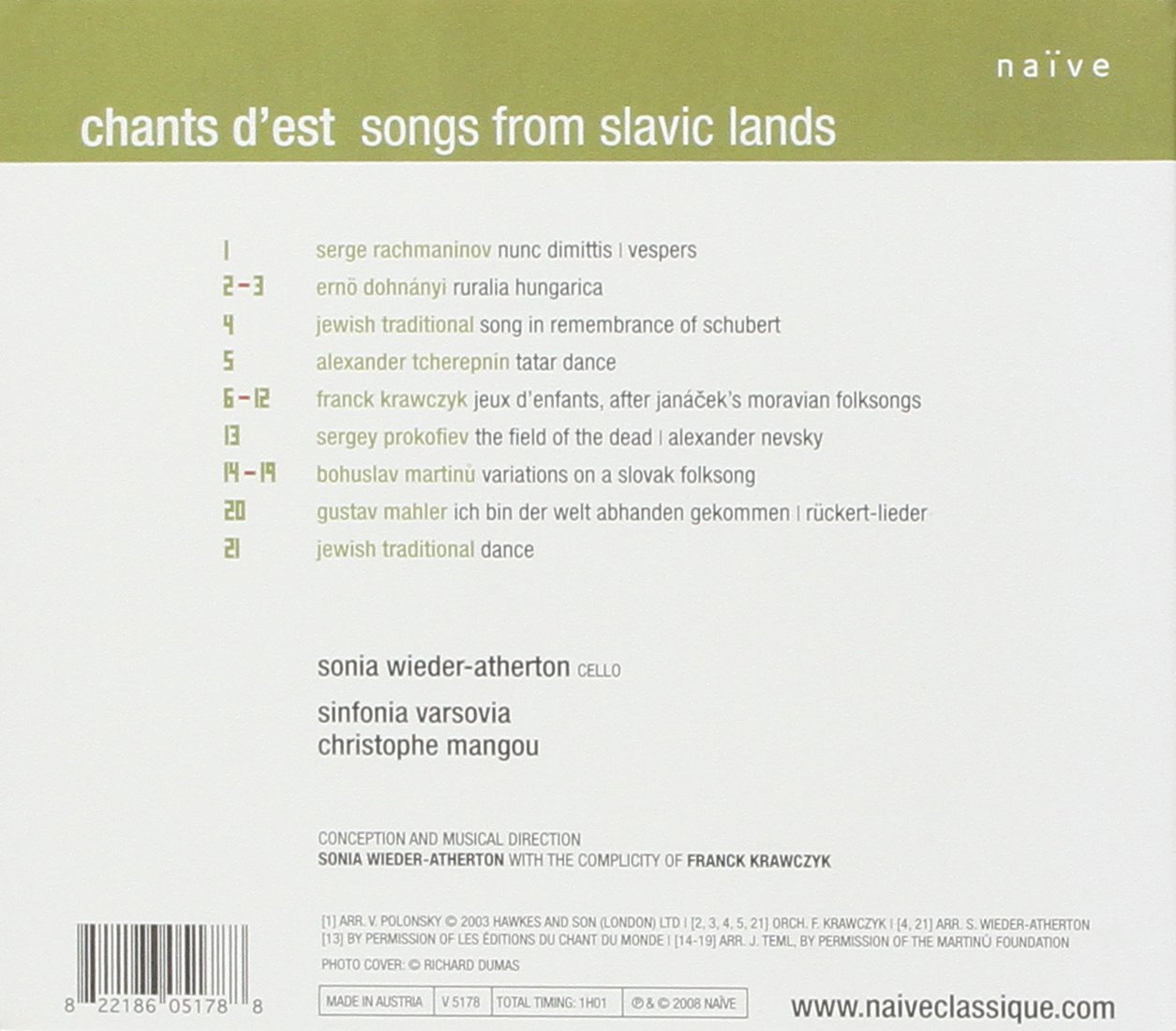 Sonia Wieder-Atherton 슬라브족의 노래 - 소냐 비에더-아테르톤 (Chants D'Est - Songs From Slavic Lands)