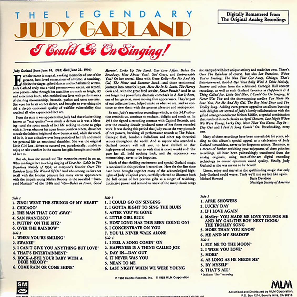 Judy Garland (주디 갈랜드) - The Legendary Judy Garland: I Could Go On Singing [3LP] 