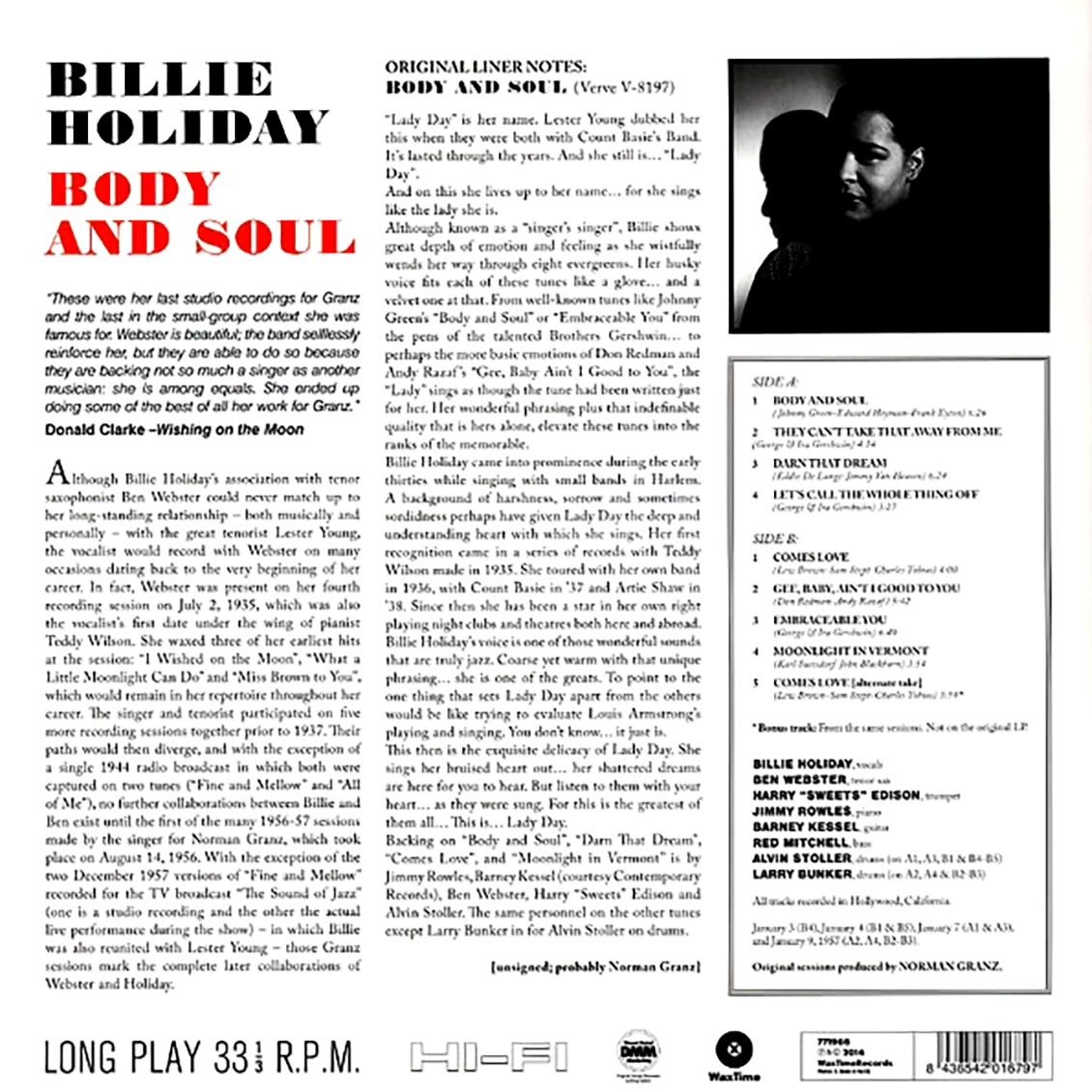 Billie Holiday (빌리 홀리데이) - Body And Soul [LP] 
