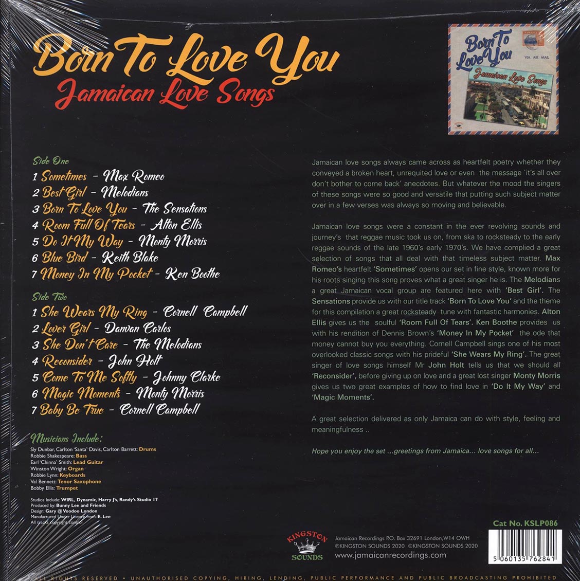 레게 컴필레이션 모음집 (Born to Love You: Jamaican Love Songs) [LP] 