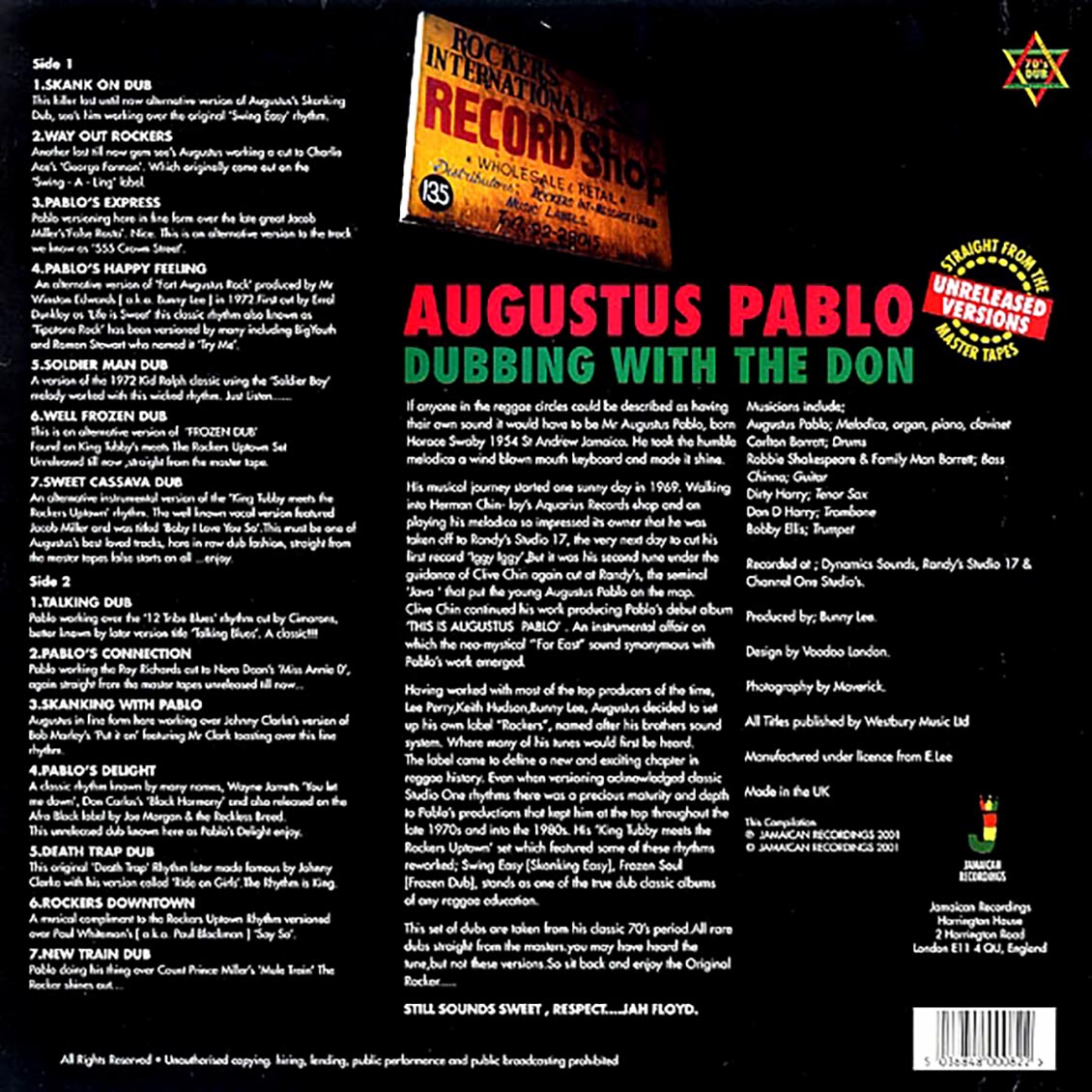 Augustus Pablo (아우구스투스 파블로) - Dubbing With The Don [LP] 