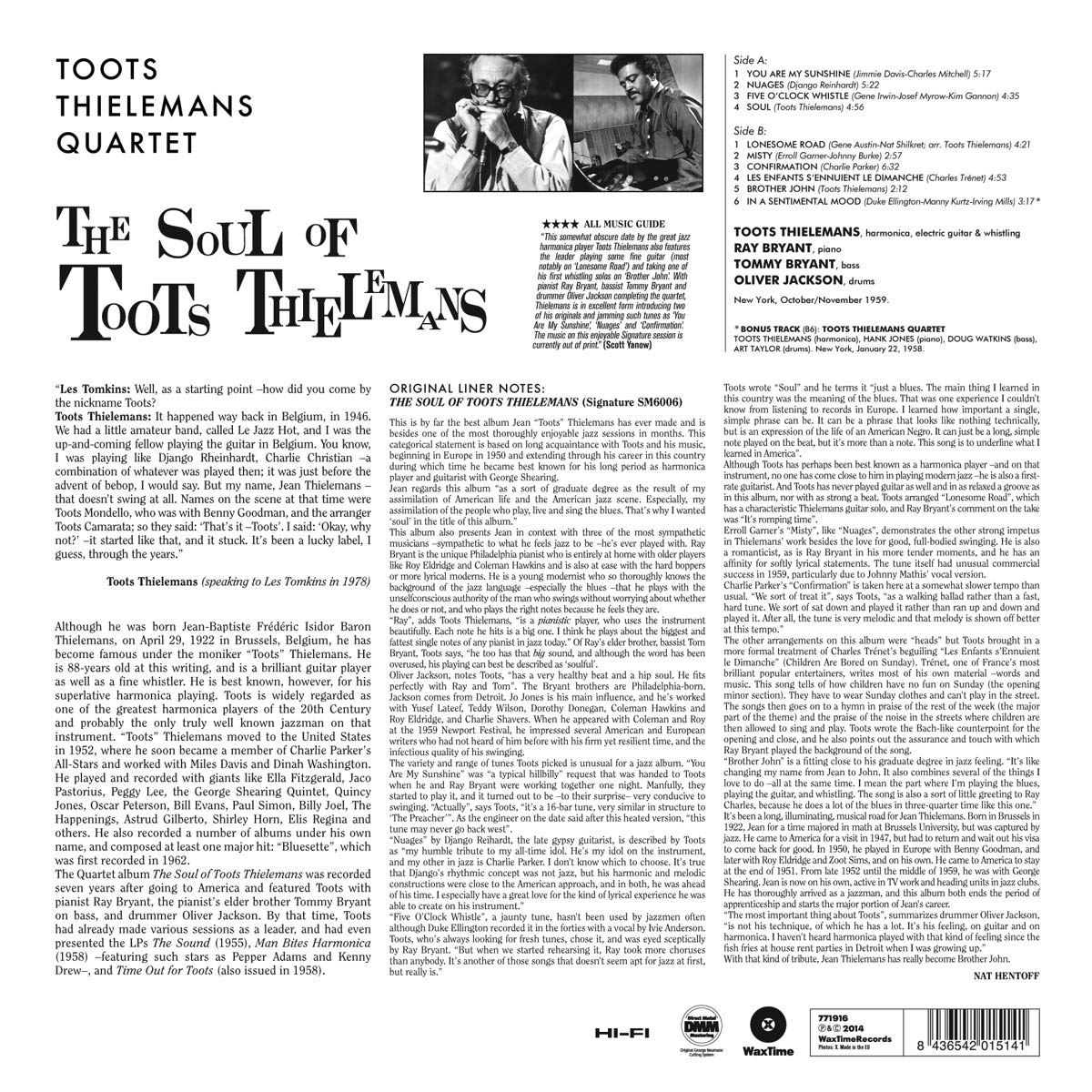 Toots Thielemans Quartet (투츠 틸레망스 유러피언 쿼텟) - The Soul Of Toots Thielemans [LP]