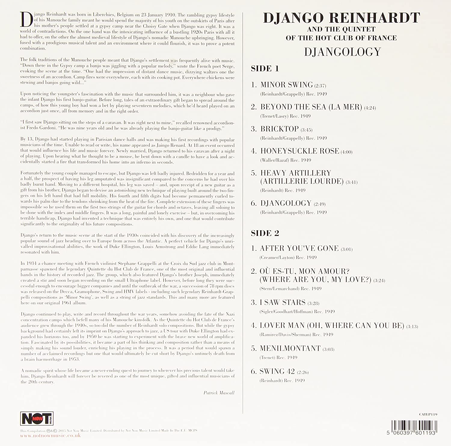 Django Reinhardt / Quintet of the Hot Club of France (장고 라인하르트) - Djangology [LP]