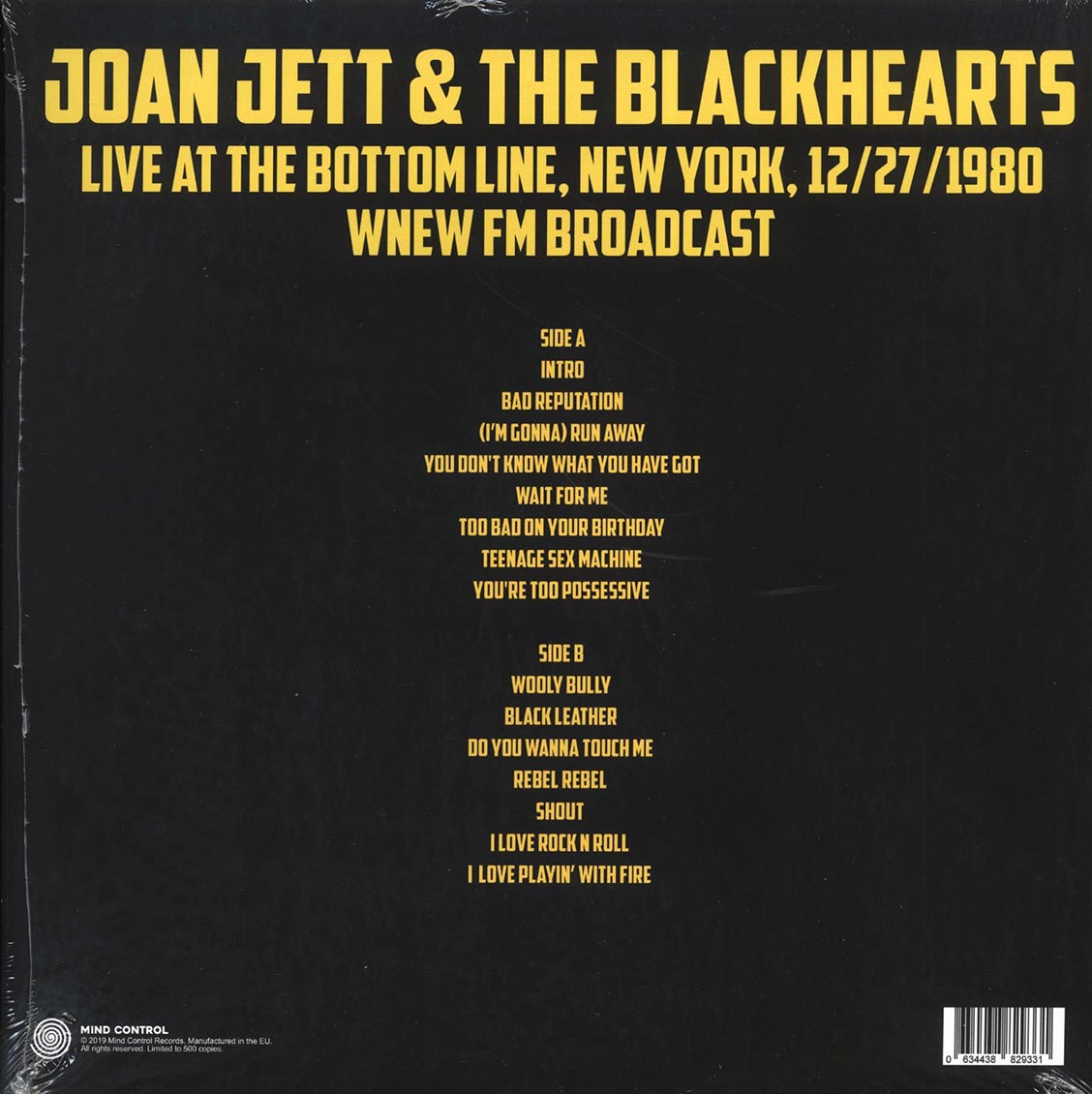 Joan Jett & The Blackhearts (조안 제트 앤 더 블랙하츠) - Live At The Bottom Line, New York, 12/27/80 : WNEW FM Broadcast [LP] 