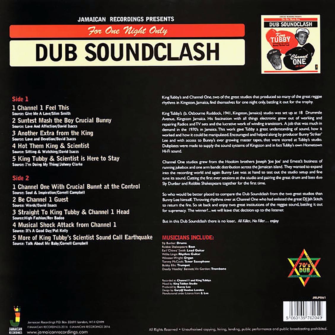 King Tubby (킹 터비) - King Tubby Vs Channel One: Dub Soundclash [LP] 